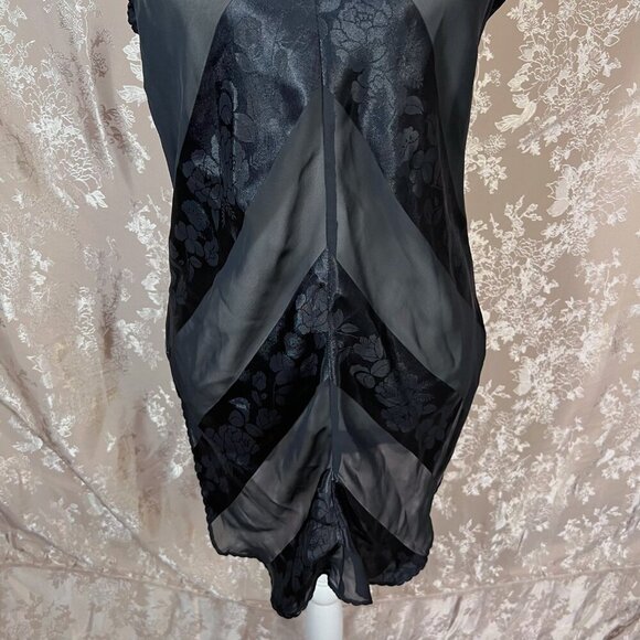 Vintage Tender Moments Black Satin Striped Slip Dress Mini Dress Women's Size M - Picture 3 of 8